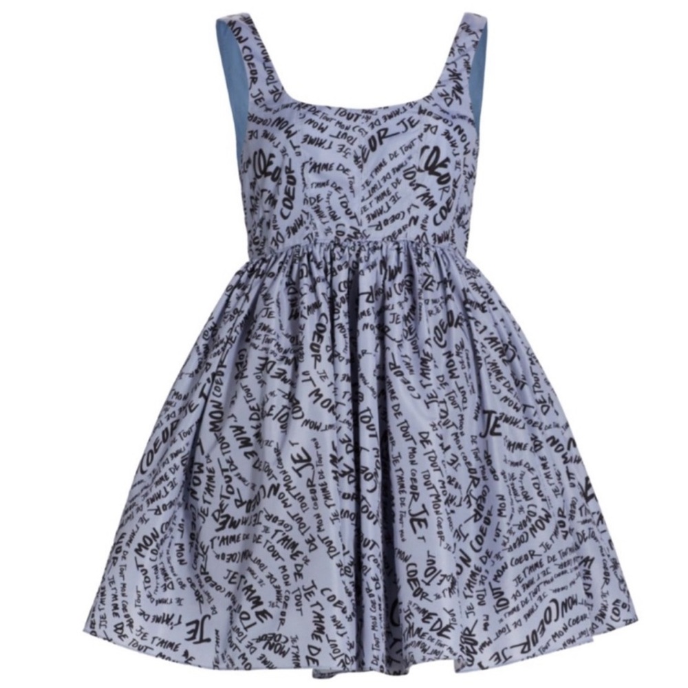 cinq a sept Light Blue Script-Print Sundress